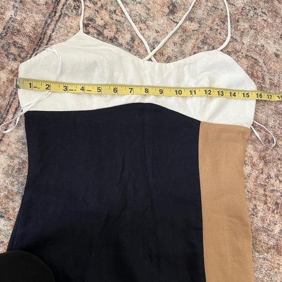 Zara Womens Color Block Midi Slip Dress Small Linen Summer Occasion Boho Preppy - Picture 14 of 16